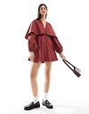 【送料無料】 エイソス レディース ワンピース トップス ASOS DESIGN cape detail mini dress in burgundy Burg...