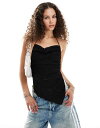 【送料無料】 コルージョン レディース ベスト トップス COLLUSION textured back detail halter top in black ...