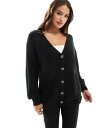 【送料無料】 コットンオン レディース カーディガン アウター Cotton On oversized cardigan in black Black