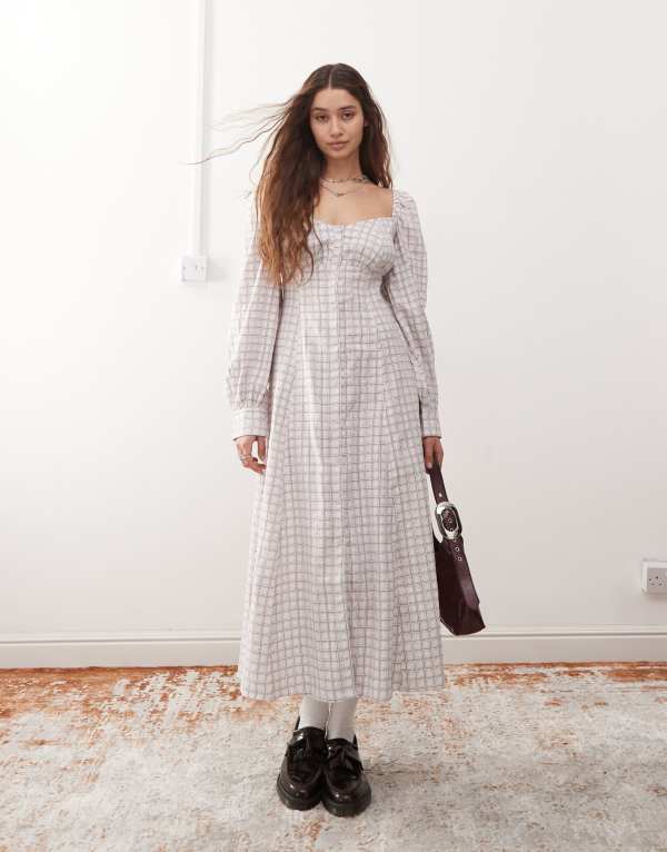 ̵  ǥ ԡ ȥåץ Monki long sleeve full length square neck ...