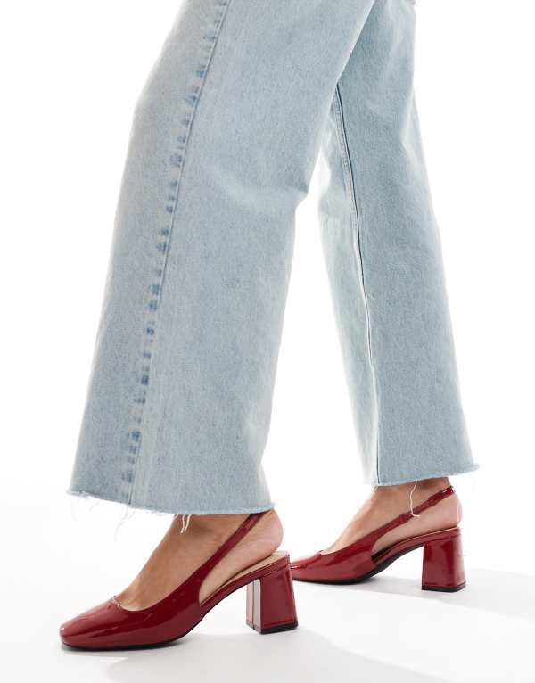 【送料無料】 ロンドンレベル レディース サンダル シューズ London Rebel slingback block heel mules in patent red Red