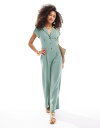【送料無料】 エイソス レディース ジャンプスーツ トップス ASOS DESIGN collared linen look button up jumpsui...