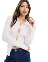 【送料無料】 コットンオン レディース カーディガン アウター Cotton On sheer rib knit fitted cardigan WHITE