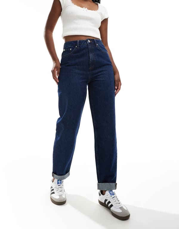【送料無料】 エイソス レディース デニムパンツ ボトムス ASOS DESIGN high rise relaxed mom jeans in rinse wash Rinse