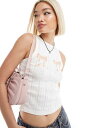 【送料無料】 コルージョン レディース ベスト トップス COLLUSION pointelle bow print summer tank top in ec...