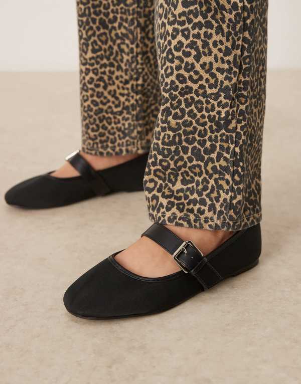 【送料無料】 エイソス レディース パンプス シューズ ASOS DESIGN Lou mary jane ballet flats in black Black textile