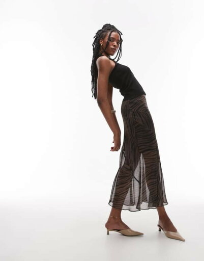 【送料無料】 トップショップ レディース スカート ボトムス Topshop cutabout midi skirt in blurred zebra print Zebra print 【送料無料】 トップショップ レディース スカート ボトムス Topshop cutabout midi skirt in blurred zebra print Zebra print