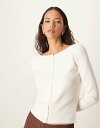 【送料無料】 エイソス レディース カーディガン アウター ASOS DESIGN fitted ribbed cardigan in cream Cream