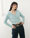 【送料無料】 モンキ レディース カーディガン アウター Monki fluffy rib knit two way zip front hooded card...