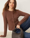 【送料無料】 エイソス レディース カーディガン アウター ASOS DESIGN shrunken brushed cardigan in chocolate...
