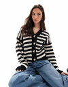 【送料無料】 エイソス レディース カーディガン アウター ASOS DESIGN chunky oversized cardigan in black and...