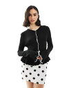【送料無料】 エイソス レディース カーディガン アウター ASOS DESIGN knitted crew neck blanket stitch cardi...