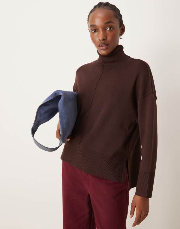 ヴィラ レディース アウター ニット・セーター ハイネック セーター Vila high neck oversized sweater with seam detail in chocolate Coffee Bean コーヒー
