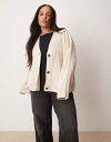 【送料無料】 エイソス レディース カーディガン アウター ASOS DESIGN Curve boxy longline ribbed cardigan in...