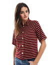 【送料無料】 エイソス レディース カーディガン アウター ASOS DESIGN cardigan with collar in burgundy and w...