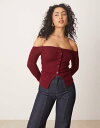 【送料無料】 エイソス レディース カーディガン アウター ASOS DESIGN off shoulder cardigan in burgundy Burg...