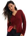 【送料無料】 エイソス レディース カーディガン アウター ASOS DESIGN structured v neck cardigan with slit h...