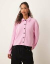 【送料無料】 エイソス レディース カーディガン アウター ASOS DESIGN long sleeve ribbed cardigan in pink PI...