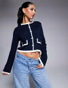 【送料無料】 エイソス レディース カーディガン アウター ASOS DESIGN compact cardigan with contrast tipping...