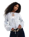 【送料無料】 エイソス レディース カーディガン アウター ASOS DESIGN knitted tie front cardigan in blue pri...