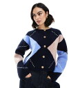 【送料無料】 エイソス レディース カーディガン アウター ASOS DESIGN knitted crew neck cardigan with gold b...