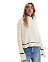 【送料無料】 ブレーブソウル レディース ニット・セーター アウター Brave Soul high neck cropped sweater with piping hem detail in cream CREAM