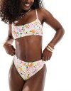 【送料無料】 エイソス レディース ボトムスのみ 水着 ASOS DESIGN high leg high waist bikini bottom in scr...