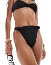 【送料無料】 サウスビーチ レディース ボトムスのみ 水着 South Beach essentials knot front bikini bottom in black Black(4)