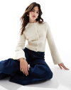【送料無料】 エイソス レディース カーディガン アウター ASOS DESIGN boucle crew neck cardigan in cream Cre...