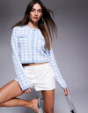【送料無料】 リバーアイランド レディース カーディガン アウター River Island checked cropped cardigan in light...