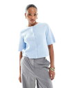 【送料無料】 ピーシーズ レディース カーディガン アウター Pieces soft knit short sleeve cardigan in blue CM...