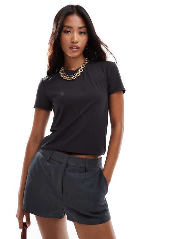 オンリー レディース トップス Tシャツ ONLY slinky seamless t-shirt Black ブラック