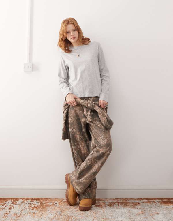 ウィークデイ レディース トップス Tシャツ Weekday Essence long sleeve t-shirt melange Gray melange グレー