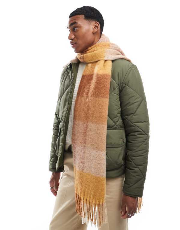 【送料無料】 エイソス メンズ マフラー・ストール・スカーフ アクセサリー ASOS DESIGN checked blanket scarf in mustard MUSTARD