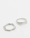 【送料無料】 エイソス メンズ リング アクセサリー ASOS DESIGN 2 pack molten rings in silver tone SILVER