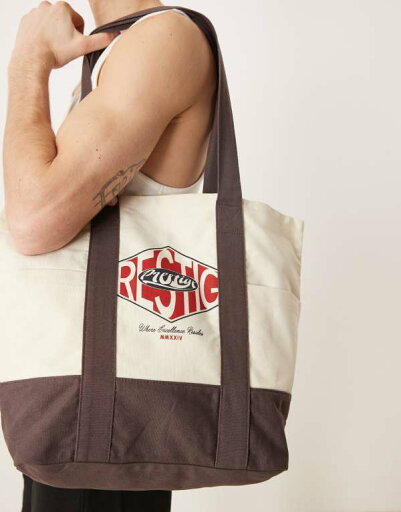 【送料無料】 エイソス メンズ トートバッグ バッグ ASOS DESIGN graphic print tote bag in ecru and brown Ecru and brown 【送料無料】 エイソス メンズ トートバッグ バッグ ASOS DESIGN graphic print tote bag in ecru and brown Ecru and brown