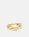 【送料無料】 エイソス メンズ リング アクセサリー ASOS DESIGN waterproof stainless steel wraparound ring in gold tone GOLD(4)