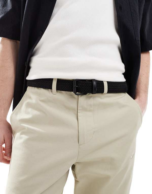 エイソス メンズ アクセサリー ベルト ASOS DESIGN casual woven braid belt Black ブラック