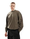 【送料無料】 オンリーアンドサンズ メンズ パーカー・スウェット アウター ONLY & SONS oversized crew neck sweatshirt in brown Major brown(4)