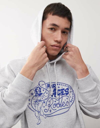 【送料無料】 リクレイム ヴィンテージ メンズ パーカー・スウェット アウター Reclaimed Vintage oversized hoodie with rodeo print in gray heather Gray 【送料無料】 リクレイム ヴィンテージ メンズ パーカー・スウェット アウター Reclaimed Vintage oversized hoodie with rodeo print in gray heather Gray