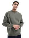 【送料無料】 エイソス メンズ パーカー・スウェット アウター ASOS DESIGN premium heavyweight oversized sweatshirt 400gsm in KHAKI SMOKEY OLIVE(4)