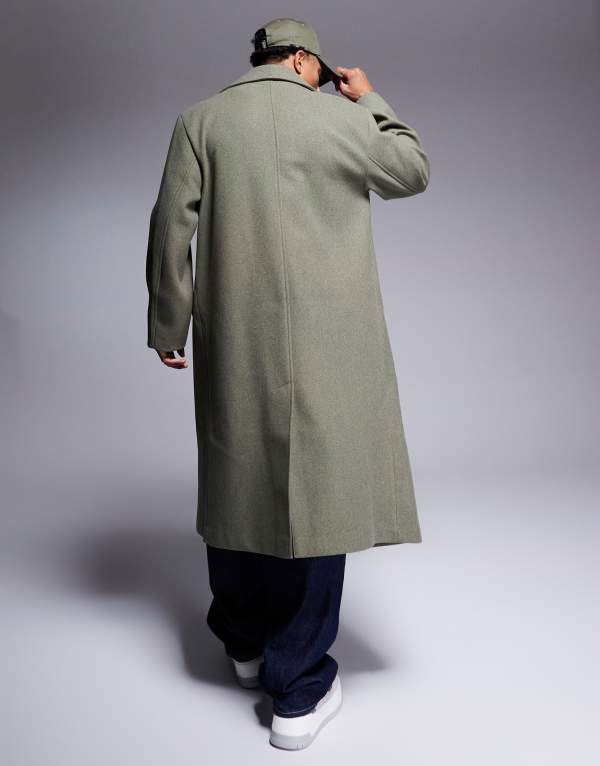 エイソス メンズ アウター コート ウール ASOS DESIGN oversized wool look overcoat Khaki カーキ