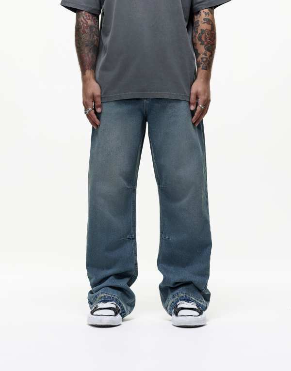 グッドフォーナッシング メンズ ボトムス デニムパンツ ジーンズ Good For Nothing jeans with raw hem in antique blue wash Blue wash ブルー