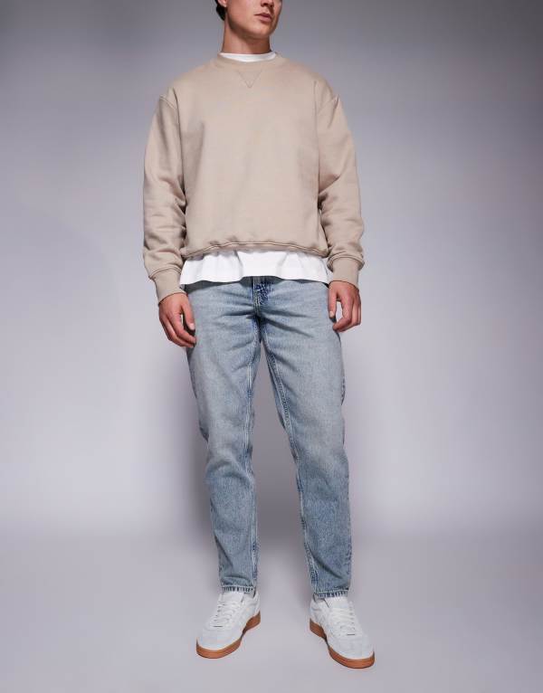エイソス メンズ ボトムス デニムパンツ ジーンズ ASOS DESIGN tapered jeans in bleach wash Bleach wash(4)