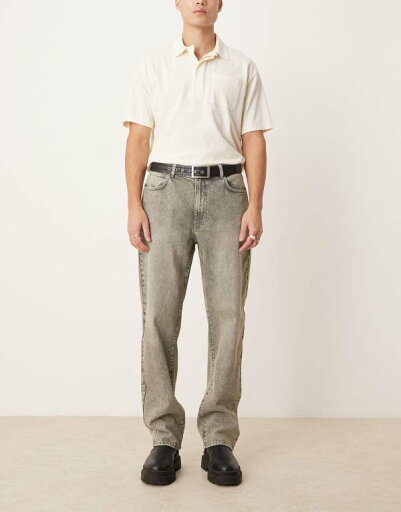【送料無料】 エイソス メンズ デニムパンツ ボトムス ASOS DESIGN straight fit jeans in gray with green tint Gray 【送料無料】 エイソス メンズ デニムパンツ ボトムス ASOS DESIGN straight fit jeans in gray with green tint Gray