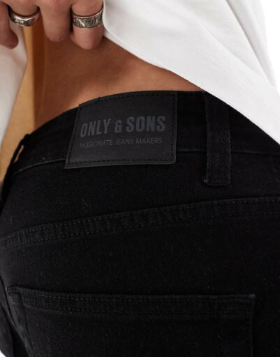【送料無料】 オンリーアンドサンズ メンズ デニムパンツ ボトムス Only & Sons loom slim fit jeans in black Black Denim