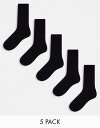 【送料無料】 ウィークデイ メンズ 靴下 アンダーウェア Weekday ribbed socks 5-pack in black Black