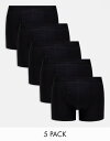 【送料無料】 エイソス メンズ トランクス アンダーウェア ASOS DESIGN 5 pack trunks in black cotton Black