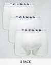 【送料無料】 トップマン メンズ 靴下 アンダーウェア Topman 3-pack trunks in white with white waistbands Multi