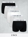 【送料無料】 トップマン メンズ トランクス アンダーウェア Topman 5 pack trunks in black gray heather and wh...